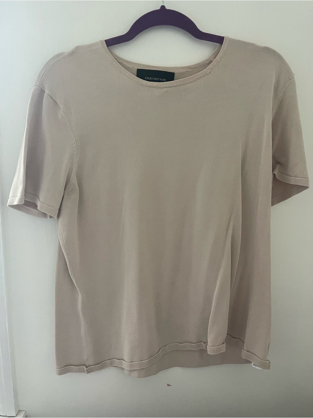 Jones New York Short Sleeve Crew Tee in Light Beige-pink